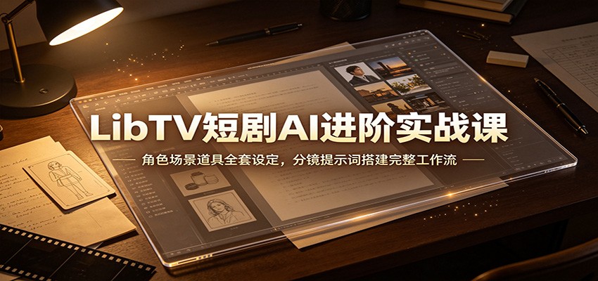 LibTV短剧AI进阶实战课：角色场景道具全套设定，分镜提示词搭建完整工作流-777网创网