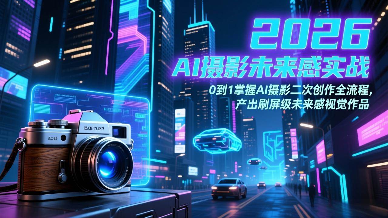 （17584期）2026 AI摄影未来感实战：0到1掌握AI摄影二次创作全流程，产出刷屏级未来感视觉作品-777网创网