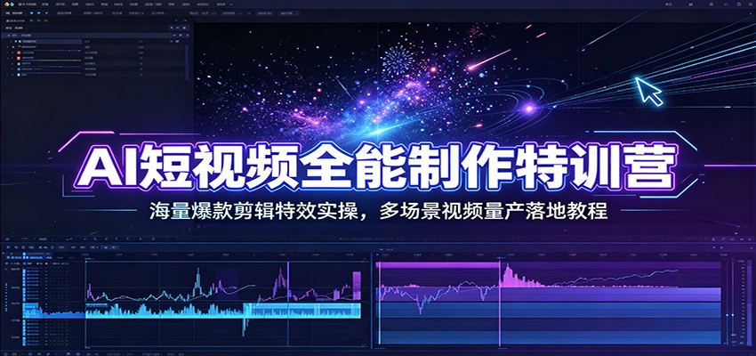 AI短视频全能制作特训营:海量爆款剪辑特效实操,多场景视频量产落地教程-777网创网