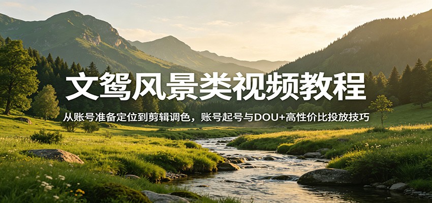 风景视频创作教程：从账号准备定位到剪辑调色，账号起号与DOU+高性价比投放技巧-777网创网