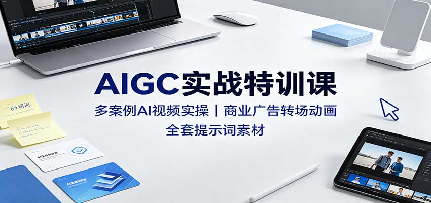 AIGC实战特训课：多案例AI视频实操，商业广告转场动画，全套提示词素材-777网创网