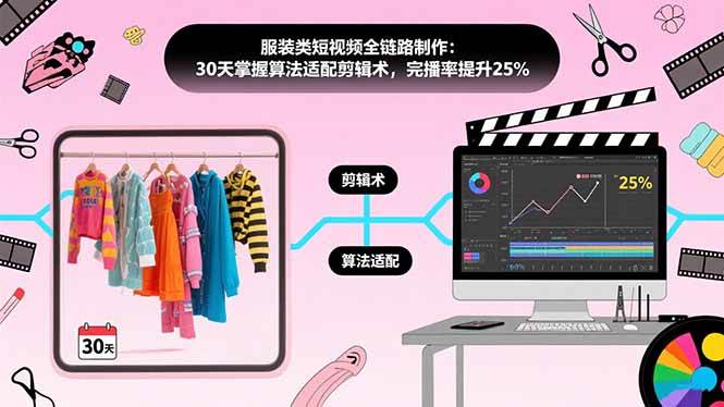 （15655期）服装类短视频全链路制作：30天掌握算法适配剪辑术，完播率提升25%-777网创网