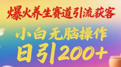 爆火养生赛道引流获客，小白无脑操作，日引200+-777网创网