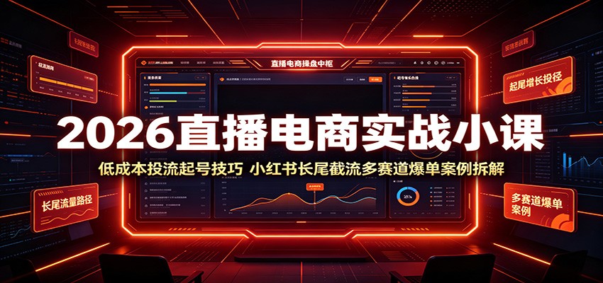2026直播电商实战小课:低成本投流起号技巧,小红书长尾截流多赛道爆单案例拆解-777网创网