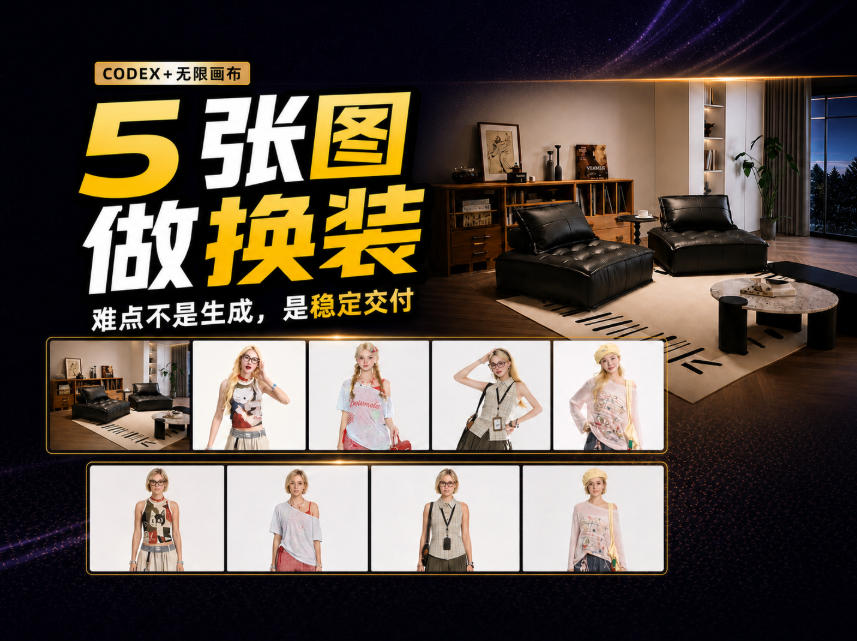 codex+无限画布,5张商品图做沙发换装视频,关键不是提示词!-777网创网