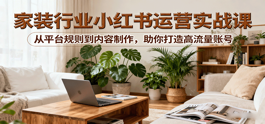 小红书家装行业运营实战课：从平台规则到内容制作，助你打造高流量账号-777网创网