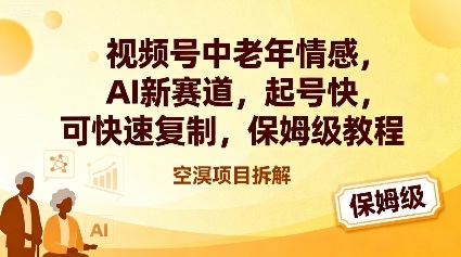 视频号中老年情感,AI新赛道，起号快，可快速复制，保姆级教程-777网创网