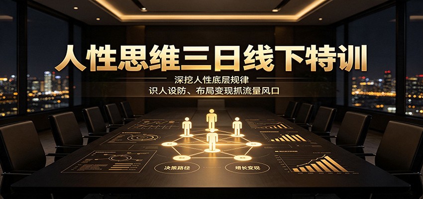 人性思维三日线下特训：深挖人性底层规律，识人设防、布局变现抓流量风口-777网创网