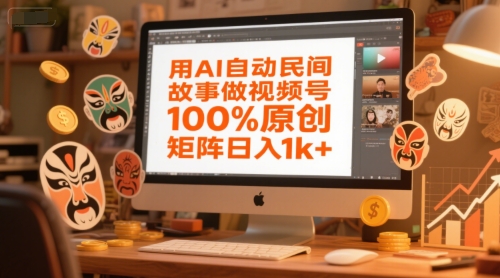 用AI自动民间故事做视频号,100%原创,矩阵日入1k+-777网创网
