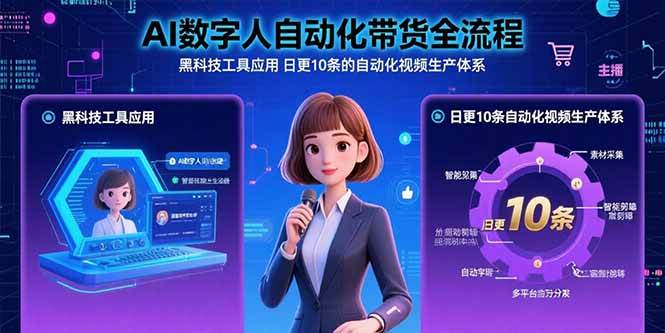 （15699期）AI数字人自动化带货全流程：黑科技工具应用 日更10条的自动化视频生产体系-777网创网