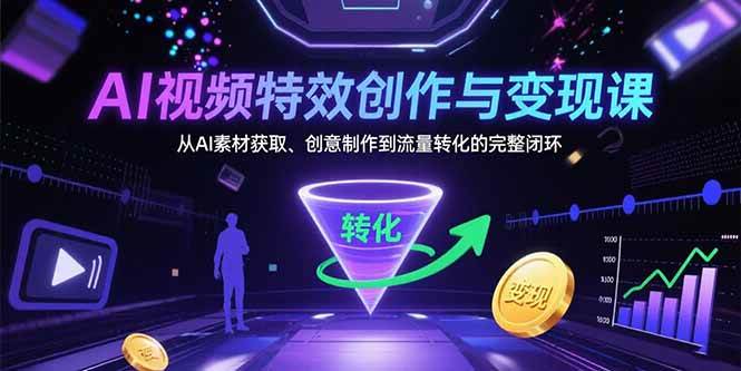 （15587期）AI视频特效创作与变现课：从AI素材获取、创意制作到流量转化的完整闭环-777网创网