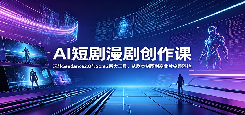 AI短剧漫剧创作课：玩转Seedance2.0与 Sora2两大工具，从剧本制图到商业片完整落地-777网创网