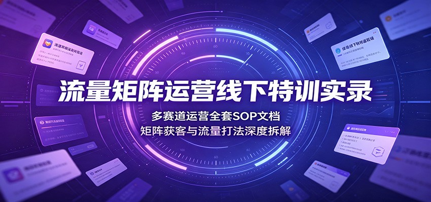 流量矩阵运营线下特训实录：多赛道运营全套SOP文档，矩阵获客与流量打法深度拆解-777网创网