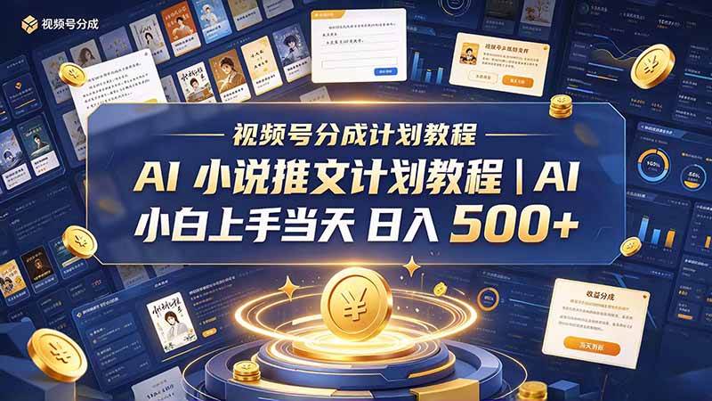 (20937期)最新视频号分成计划教程|AI 小说推文,小白上手当天日入 500+-777网创网