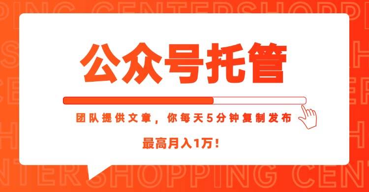 (15109期)【公众号托管 】我提供文章,你每天5分钟复制发布,最高月入1W-777网创网