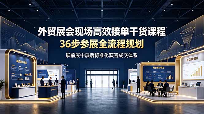 外贸展会现场高效接单干货课程,36步参展全流程规划,展前展中展后标准化获客成交体系-777网创网