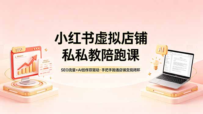 小红书虚拟店铺私教陪跑课，SEO流量+AI创作双驱动，手把手跑通店铺变现闭环-777网创网