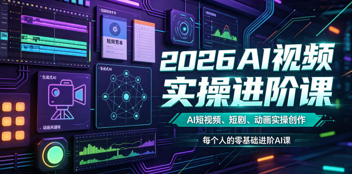 2026AI视频实操进阶课，AI短视频、短剧、动画实操创作，每个人的零基础进阶ai课（更新0825）-777网创网