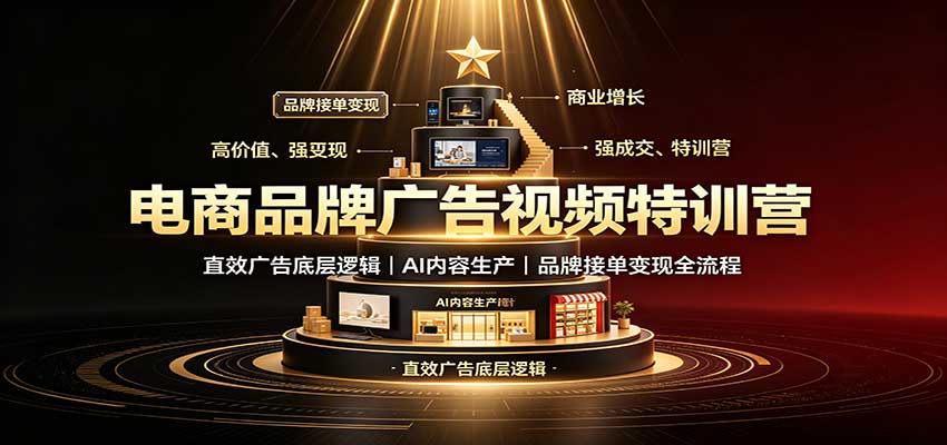 电商品牌广告视频特训：直效广告底层逻辑，AI内容生产，品牌接单变现全流程-777网创网