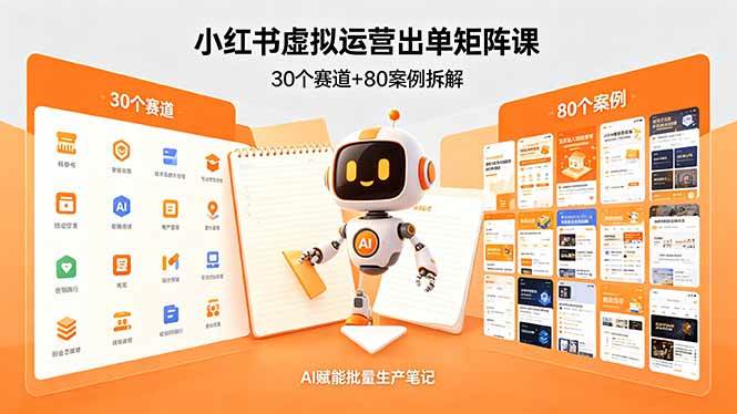 （18342期）小红书虚拟运营出单矩阵课：30个赛道+80案例拆解，AI赋能批量生产笔记-777网创网