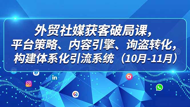 外贸 社媒获客破局课,平台策略、内容引擎、询盘转化,构建体系化引流系统(10月-11月-777网创网