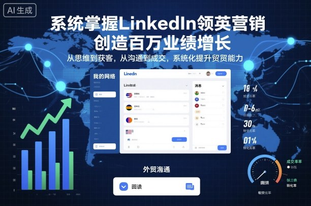 系统掌握LinkedIn领英营销,创造百万业绩增长,从思维到获客,从沟通到成交,系统化提升外贸能力