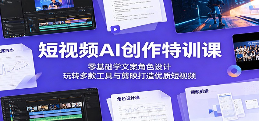短视频AI创作特训课：零基础学文案角色设计，玩转多款工具与剪映打造优质短视频-777网创网