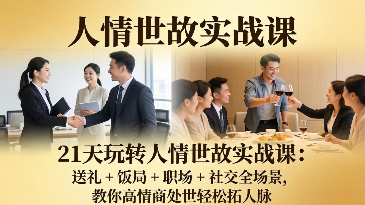 21 天玩转人情世故实战课：送礼 + 饭局 + 职场 + 社交全场景，教你高情商处世轻松拓人脉-777网创网