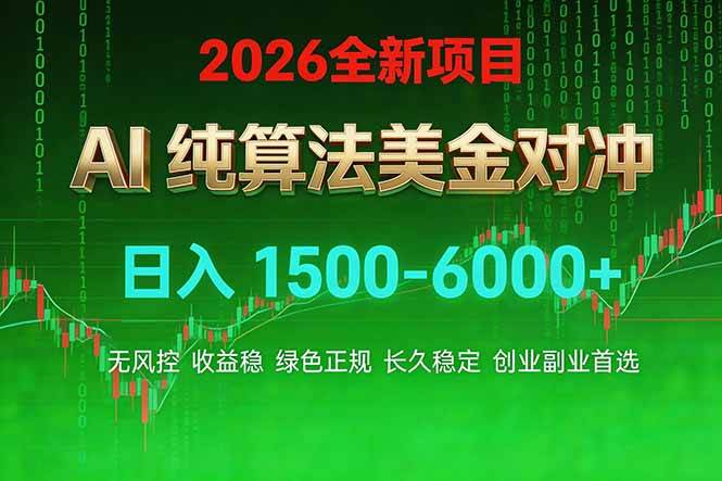 （17466期）2026 全新美金对冲项目，不套平台赠金，不封号，纯算法对冲，日入 1500-6000+-777网创网