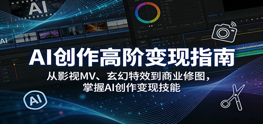 AI创作高阶变现指南：从影视MV、玄幻特效到商业修图，掌握AI创作变现技能-777网创网