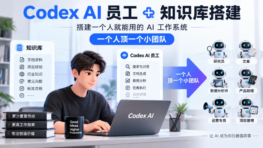 Codex AI员工+知识库搭建，搭建一个人就能用的AI工作系统，一个人顶一个小团队-777网创网
