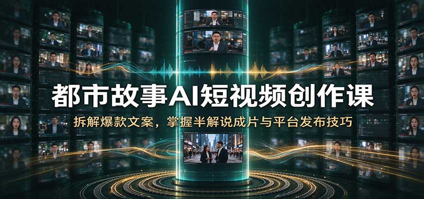 都市故事AI短视频创作课:拆解爆款文案,掌握半解说成片与平台发布技巧-777网创网