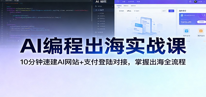 AI编程出海实战课:10分钟速建AI网站+支付登陆对接,掌握出海全流程 AI编程出海实战课:10分钟速建AI网站+支付登陆对接,掌握出海全流程