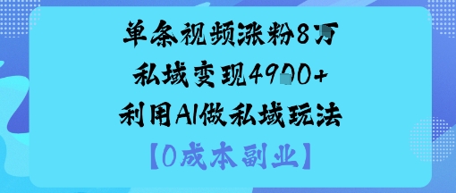 单条视频涨粉8W私域变现1k+利用AI做私域玩法-777网创网