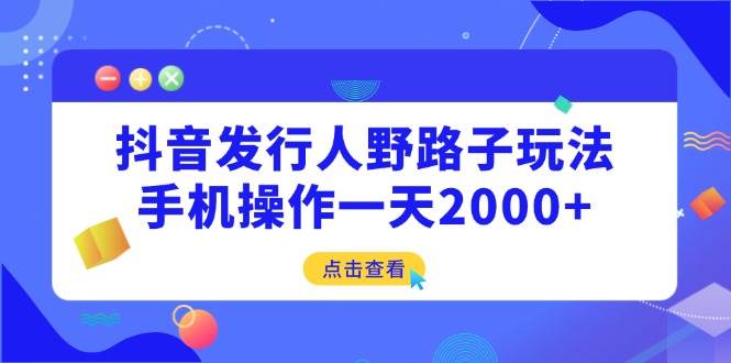 （14319期）抖音发行人野路子玩法，手机操作一天2000+-777网创网