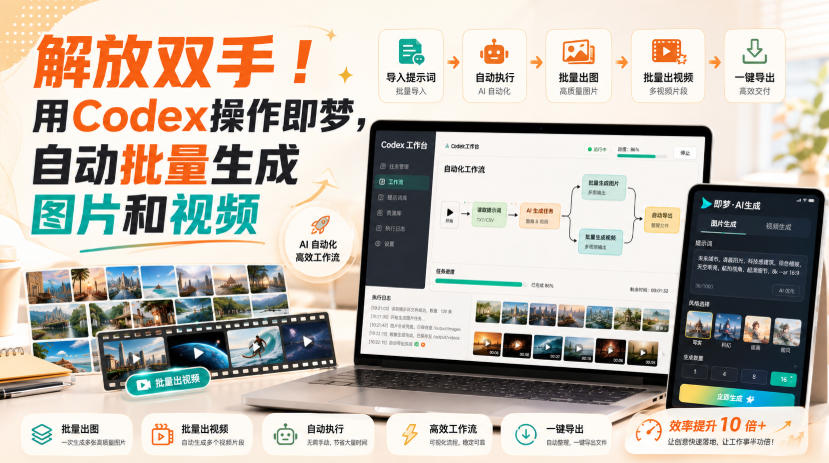解放双手!用Codex操作即梦,自动批量生成图片和视频-777网创网