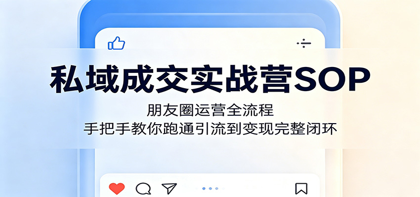 私域成交实战营SOP：朋友圈运营全流程，手把手教你跑通引流到变现完整闭环-777网创网