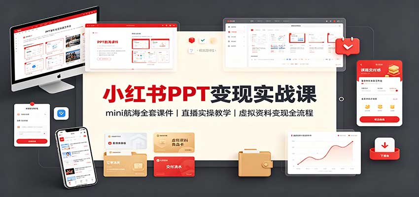 小红书PPT变现实战课：mini航海全套课件+直播实操教学，虚拟资料变现全流程-777网创网
