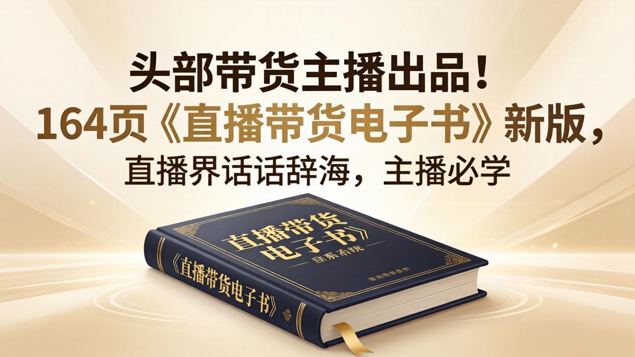 头部带货主播出品!164页《直播带货电子书》新版,直播界话术辞海,主播必学-777网创网