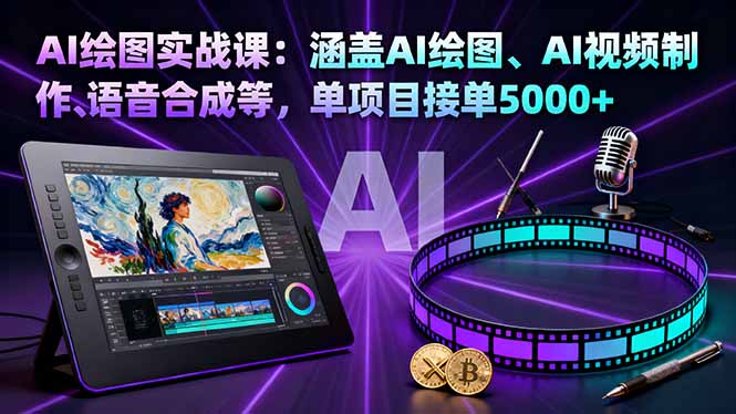 AI绘图实战课:涵盖AI绘图、AI视频制作、语音合成等,单项目接单5000+-777网创网