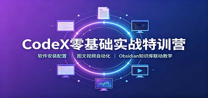 CodeX零基础实战特训营:软件安装配置,图文视频自动化,Obsidian知识库联动教学-777网创网