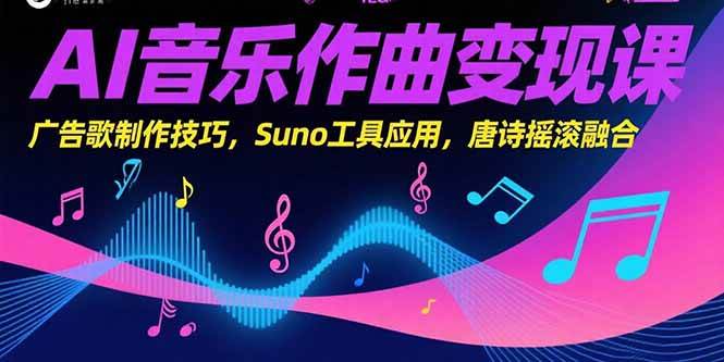 （15370期）AI音乐作曲变现课，广告歌制作技巧，Suno工具应用，唐诗摇滚融合-777网创网