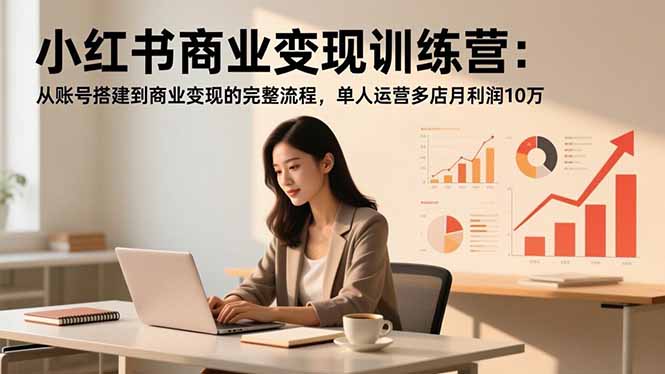 小红书商业变现训练营：从账号搭建到商业变现的完整流程，单人运营多店月利润10万-777网创网