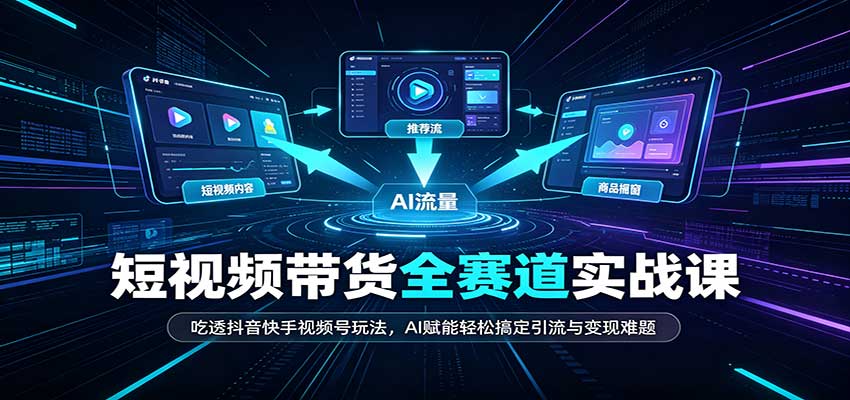 短视频带货全赛道:吃透抖音快手视频号玩法,AI赋能轻松搞定引流与变现难题-777网创网