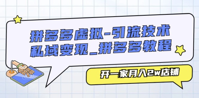 （11054期）拼多多虚拟-引流技术与私域变现_拼多多教程：开一家月入2w店铺-777网创网