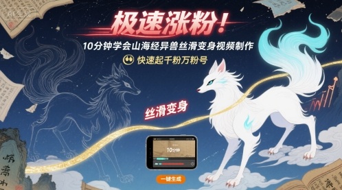 极速涨粉!10分钟学会山海经异兽丝滑变身视频制作,快速起千粉万粉号-777网创网
