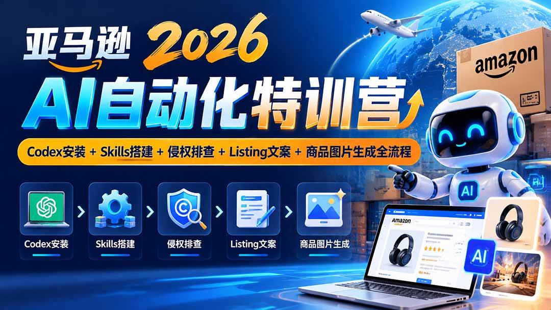 (20746期)亚马逊2026AI自动化-10月特训营:Codex安装+Skills搭建+侵权排查+Listing文案+商品图片生成全流程-777网创网