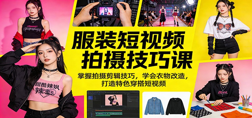 服装短视频拍摄技巧课：掌握拍摄剪辑技巧，学会衣物改造，打造特色穿搭短视频-777网创网