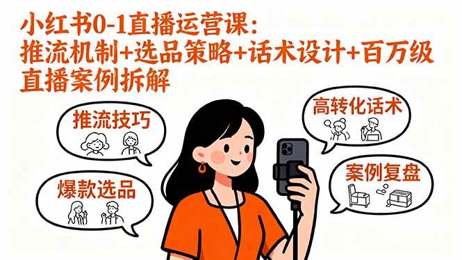 （16002期）小红书0-1直播运营课：推流机制+选品策略+话术设计+百万级直播案例拆解-777网创网