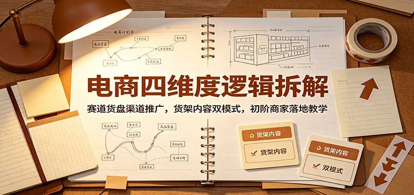 电商四维度逻辑拆解：赛道货盘渠道推广，货架内容双模式，初阶商家落地教学-777网创网
